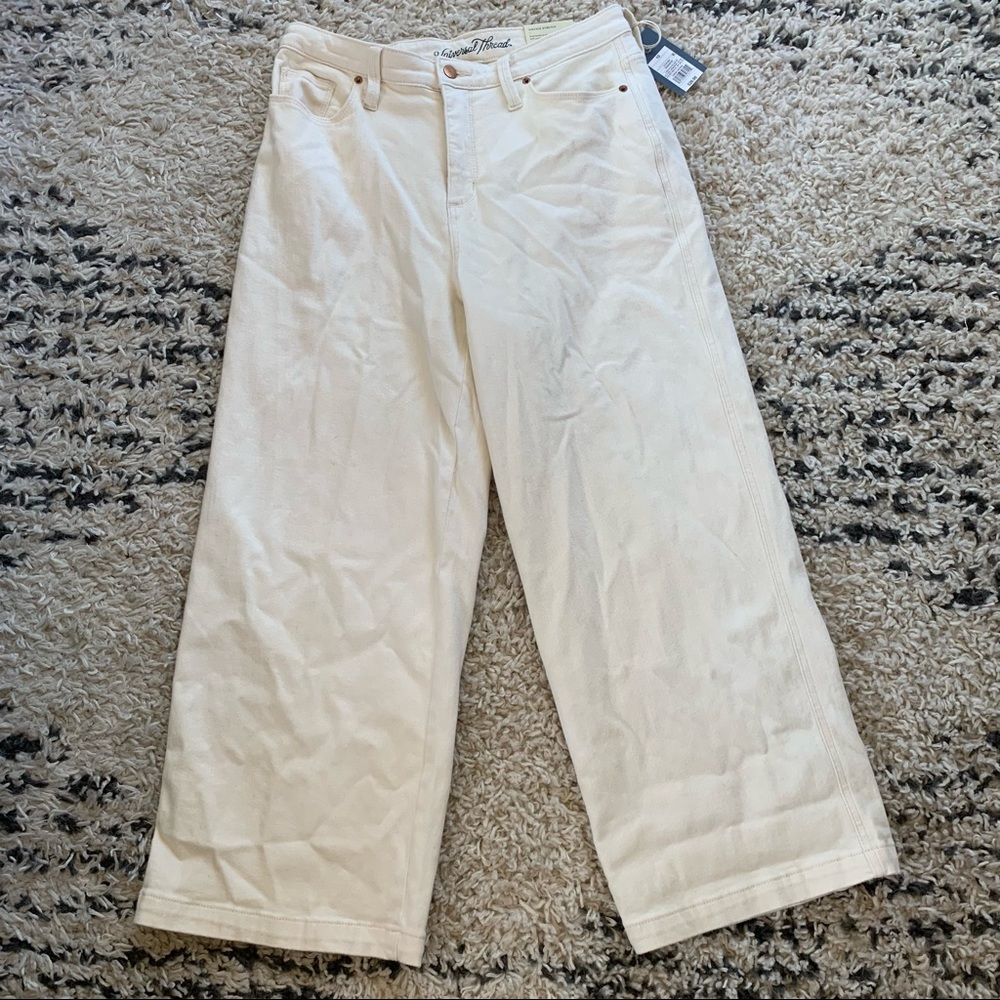 👖UNIVERSAL THREAD WHITE HIGHEST RISE WIDE LEG CROP JEANS👖